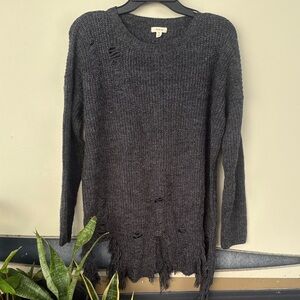 Debut Dark Gray Distressed Sweater